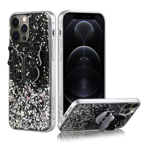 Apple iPhone 12 / 12 Pro (6.1) 3D Butterfly Glitter Gradient Design Case