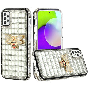 Samsung Galaxy A52 5G Bling Ornament Diamond Shiny Crystals Case - Bee / Silver
