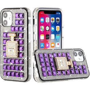 Apple iPhone 13 (6.1) Bling Ornament Diamond Shiny Crystals Case - Perfume Bottle / Purple