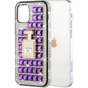 Apple iPhone 13 Pro (6.1) Bling Ornament Diamond Shiny Crystals Case - Perfume Bottle / Purple
