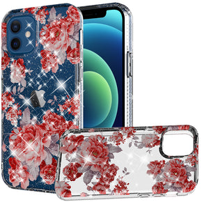 Apple iPhone 12/ 12 Pro Clear Glitter Floral Case Cover