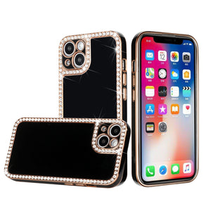 Apple iPhone XR Chrome Diamond Frame TPU Case - Black