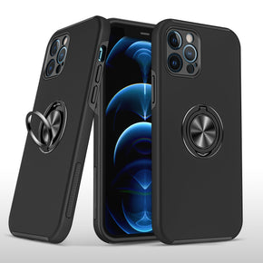 Apple iPhone 14 (6.1) / iPhone  13 (6.1) CHIEF Oil Painted Hybrid Case (with Magnetic Ring Stand) - Black