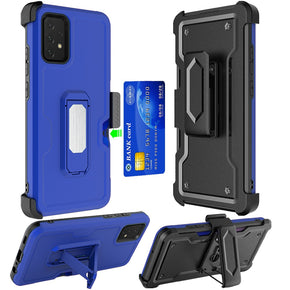 Samsung Galaxy A33 5G 3-in-1 Holster Clip Combo Case (w/ Card Holder and Magnetic Kickstand) - Blue