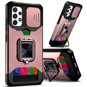 Samsung Galaxy A53 5G Multi-Function Hybrid Case (w/ Card Holder, Camera Cover and Magnetic Ring Stand) - Rose Gold