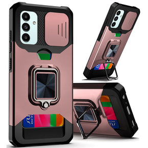 Samsung Galaxy A13 5G Multi-Function Hybrid Case (w/ Card Holder, Camera Cover and Magnetic Ring Stand) - Rose Gold