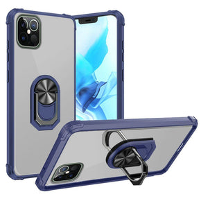 Apple iPhone 13 Pro Max (6.7) Transparent Hybrid Case (with Magnetic Ring Stand) - Clear / Blue