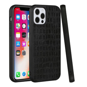 Apple iPhone 8 Plus/7 Plus Leather Croc Design Hybrid Case - Black