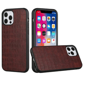 Apple iPhone 8 Plus/7 Plus Leather Croc Design Hybrid Case - Brown
