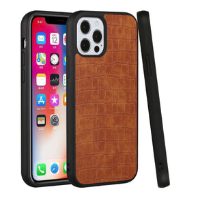 Apple iPhone 11 Leather Croc Design Hybrid Case - Tan