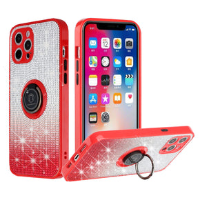 Apple iPhone 13 Pro Max (6.7) Crystal Diamond Bling Case (with Magnetic Ring Stand) - Red