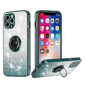 Apple iPhone 13 Pro Max (6.7) Crystal Diamond Bling Case (with Magnetic Ring Stand) - Green