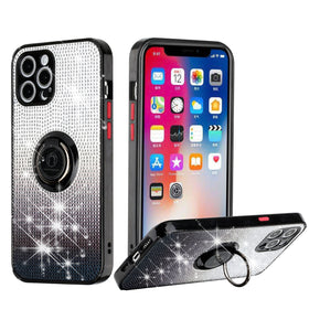 Apple iPhone 13 Pro Max (6.7) Crystal Diamond Bling Case (with Magnetic Ring Stand) - Black