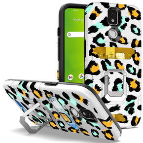 Cricket Icon 3 Metallic Design Hybrid Case (w/ Card Holder and Magnetic Ring Stand) - Colorful Animal Print