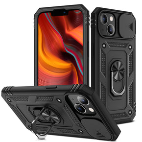 Apple iPhone 8 Plus / 7 Plus DISCOVER Hybrid Case (with Sliding Camera Cover and Magnetic Ring Stand) - Black/Black