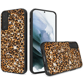 Samsung Galaxy S21 FE Glitter Printed Design Hybrid Case - Cheetah