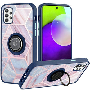 Samsung Galaxy A52 5G Unique IMD Design Hybrid Case (with Magnetic Ring Stand) - Marble / Blue