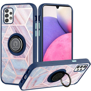 Samsung Galaxy A33 5G Unique IMD Design Hybrid Case (with Magnetic Ring Stand) - Marble / Blue