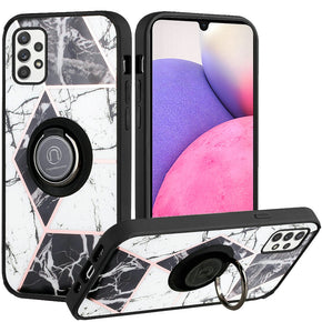 Samsung Galaxy A33 5G Unique IMD Design Hybrid Case (with Magnetic Ring Stand) - Classy Marble / Black