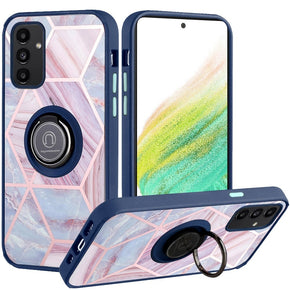 Samsung Galaxy A54 5G Unique IMD Design Hybrid Case (with Magnetic Ring Stand) - Marble / Blue