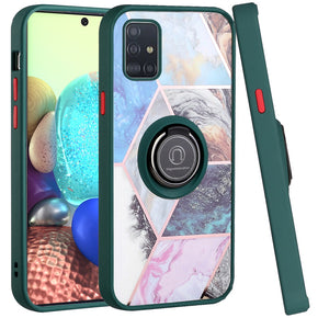 Samsung Galaxy A71 5G Unique IMD Design Hybrid Case (with Magnetic Ring Stand) - Galaxy Marble / Green
