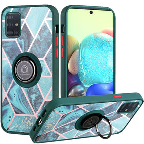 Samsung Galaxy A71 5G Unique IMD Design Hybrid Case (with Magnetic Ring Stand) - Universe Marble / Green