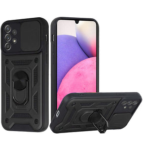 Samsung Galaxy A23 5G ELITE Hybrid Case (with Camera Push Cover and Magnetic Ring Stand) - Black