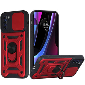 Motorola Moto Edge Plus (2022) ELITE Hybrid Case (with Camera Push Cover and Magnetic Ring Stand) - Red / Black