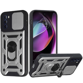 Motorola Moto G 5G (2022) ELITE Hybrid Case (with Camera Push Cover and Magnetic Ring Stand) - Silver