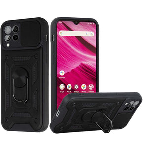 T-Mobile REVVL 6 Pro 5G ELITE Hybrid Case (with Camera Push Cover and Magnetic Ring Stand) - Black