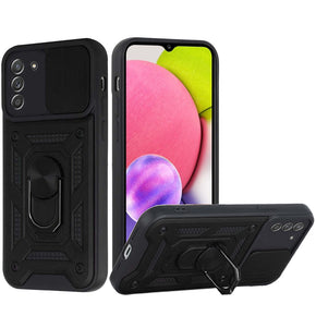 Samsung Galaxy A03s ELITE Hybrid Case (with Camera Push Cover and Magnetic Ring Stand) - Black
