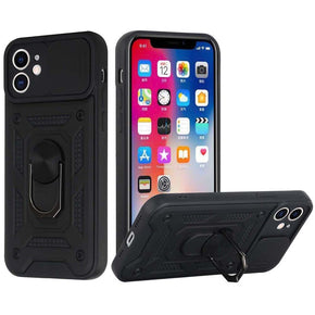 Apple iPhone 11 (6.1) ELITE Hybrid Case (with Camera Push Cover and Magnetic Ring Stand) - Black