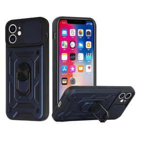 Apple iPhone 8 Plus / 7 Plus ELITE Hybrid Case (with Camera Push Cover and Magnetic Ring Stand) - Blue / Black
