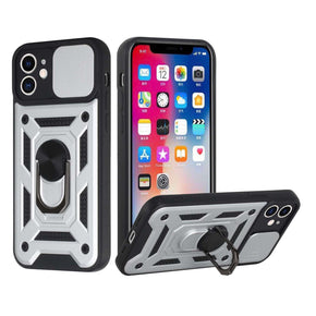 Apple iPhone 12 Pro (6.1) ELITE Hybrid Case (with Camera Push Cover and Magnetic Ring Stand) - Silver/Black