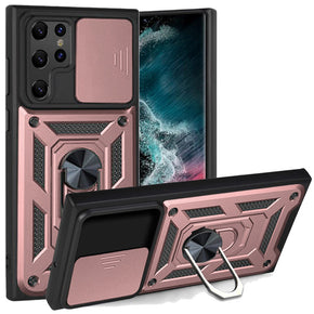 Samsung Galaxy S23 Ultra ELITE Hybrid Case (with Camera Push Cover and Magnetic Ring Stand) - Rose Gold