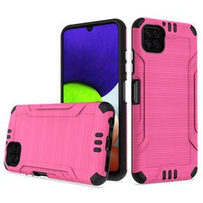 Samsung Galaxy A22 5G / Boost Celero 5G Tough Metallic Armor Magnetic Hybrid Case - Hot Pink