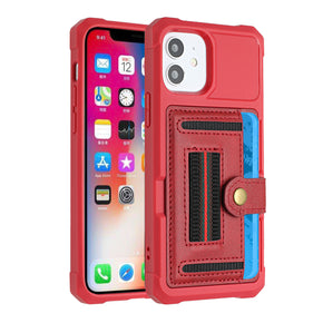 Apple iPhone 12 Pro Max (6.7) Executive Card Holder Snap On Hybrid Case - Red