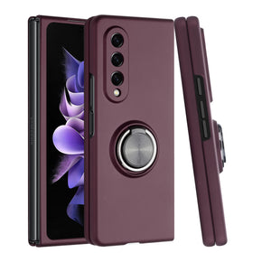 Samsung Galaxy Z Fold4 CHIEF Oil Painted Hybrid Case (with Magnetic Ring Stand) - Wine Red