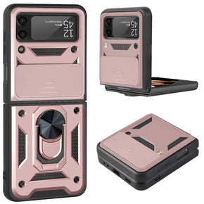 Samsung Galaxy Z Flip4 ELITE Hybrid Case (with Camera Push Cover and Magnetic Ring Stand) - Rose Gold