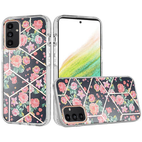 Samsung Galaxy A54 5G Floral IMD Chrome Hybrid Design Case - C