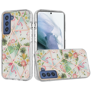 Samsung Galaxy S22 Ultra Floral IMD Chrome Hybrid Design Case - A