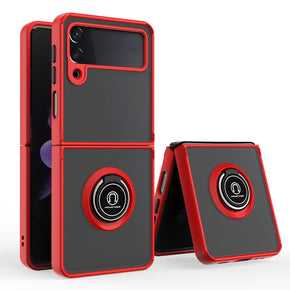 Samsung Galaxy Z Flip4 Smoke Hybrid Case (with Magnetic Ring Stand) - Red