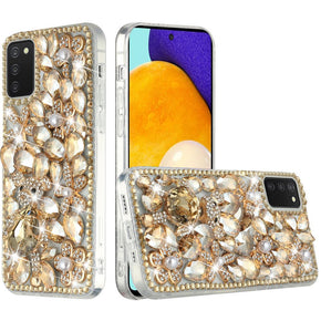 Samsung Galaxy A23 5G Full Diamond Ornaments Case - Gold Panda Floral