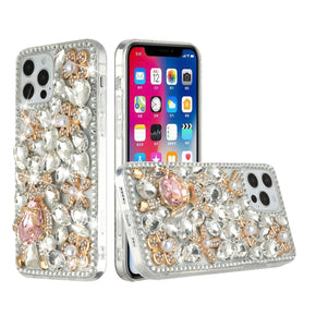 Apple iPhone 11 (6.1) Full Diamond Ornaments Case - Silver Panda Floral