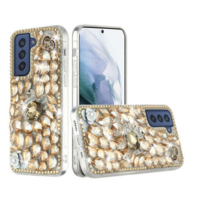 Samsung Galaxy S21 FE Full Diamond Ornaments Case - Gold Swan