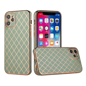 Apple iPhone 13 Pro Max (6.7) Electroplated Grid Line Design Case - Green