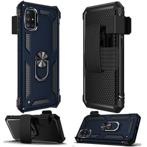 Samsung Galaxy A71 5G Holster Clip Combo Case (with Magnetic Ring Stand) - Blue / Black