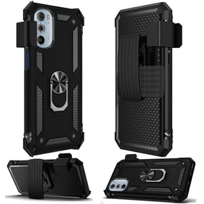 Motorola Edge (2022) Holster Clip Combo Case (with Magnetic Ring Stand) - Black