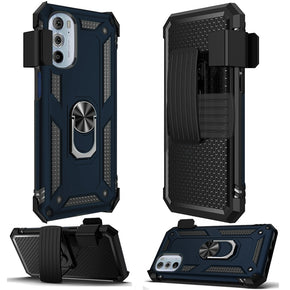 Motorola Edge Plus (2022) Holster Clip Combo Case (with Magnetic Ring Stand) - Blue