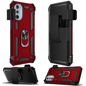 Motorola Edge Plus (2022) Holster Clip Combo Case (with Magnetic Ring Stand) - Red